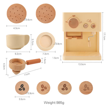 10pc Baby Coffee Machine Toy Set Wooden