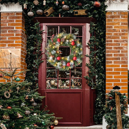 Xmas Wreath With Lights Red Berry - Decoration For Front Door