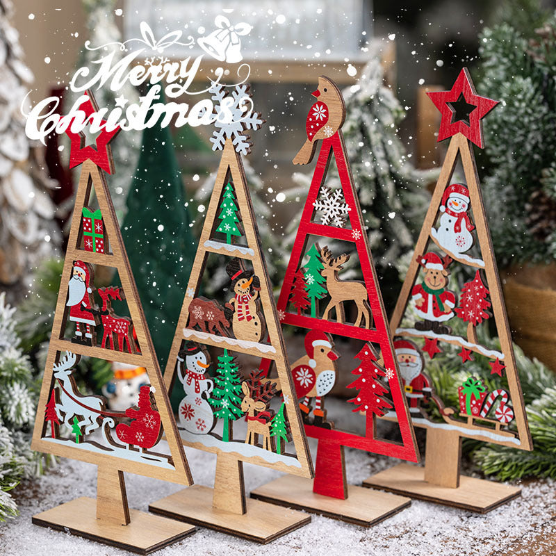 Mini Wooden Christmas Tree Shape Pendants