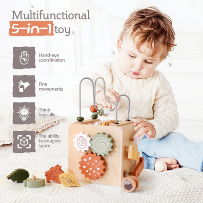 Montessori Wooden Education Multifunctional Toy Five-in-one Set