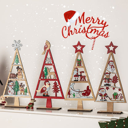 Mini Wooden Christmas Tree Shape Pendants