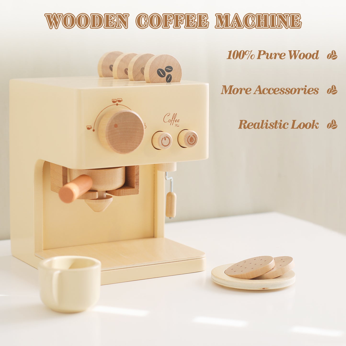 10pc Baby Coffee Machine Toy Set Wooden