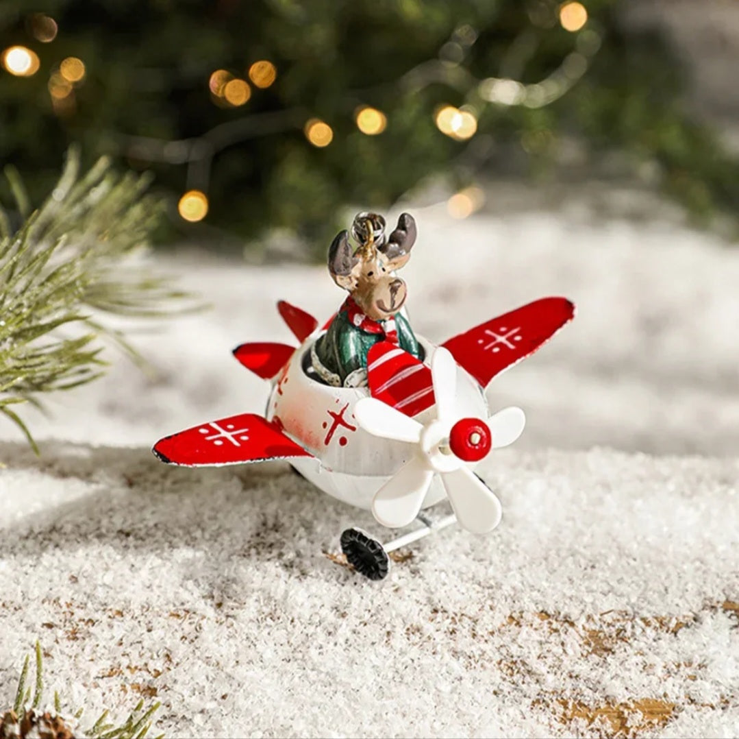 Christmas tree decor ornament Santa Claus Airplane pendant