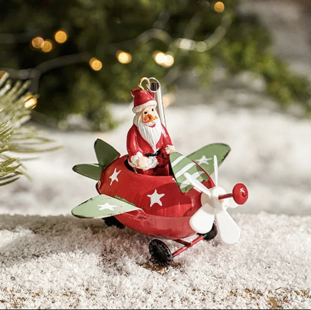 Christmas tree decor ornament Santa Claus Airplane pendant