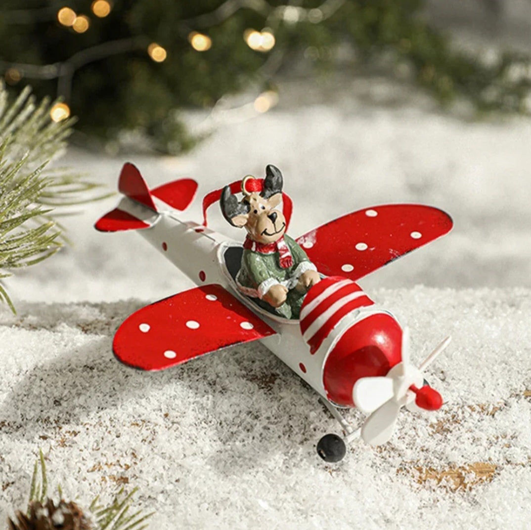 Christmas tree decor ornament Santa Claus Airplane pendant