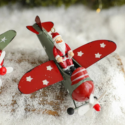 Christmas tree decor ornament Santa Claus Airplane pendant